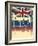 Vintage London Poster On Old Background Texture With England Flag-GeraKTV-Framed Art Print