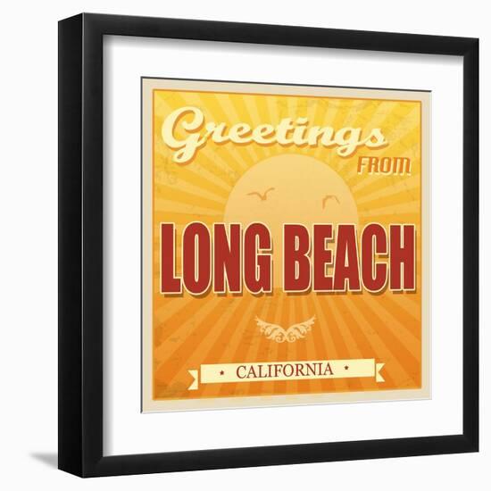 Vintage Long Beach, California Poster-radubalint-Framed Art Print