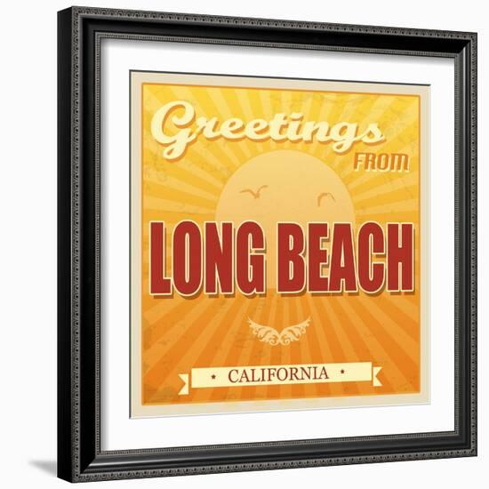 Vintage Long Beach, California Poster-radubalint-Framed Art Print