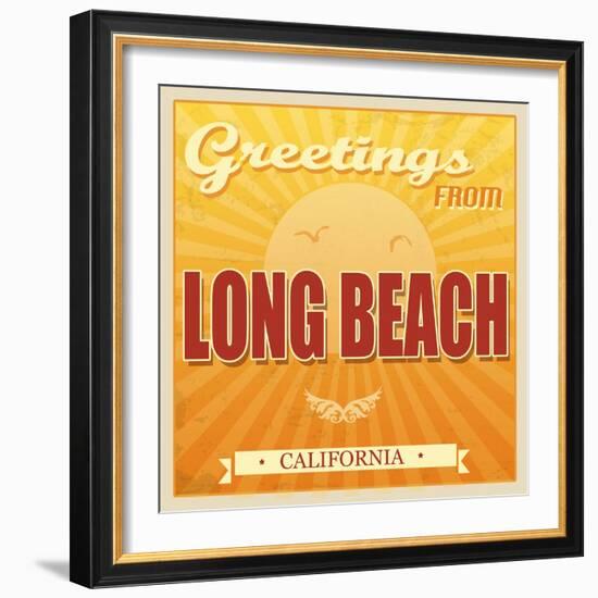 Vintage Long Beach, California Poster-radubalint-Framed Art Print