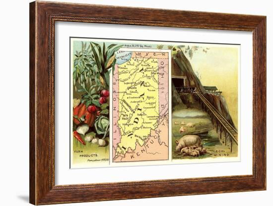 Vintage Map, Agriculture, Mining-null-Framed Art Print