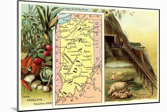 Vintage Map, Agriculture, Mining-null-Mounted Art Print