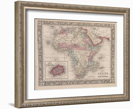 Vintage Map of Africa with the Island of St. Helena inset from Mitchell's new general atlas, 1863-American School-Framed Giclee Print