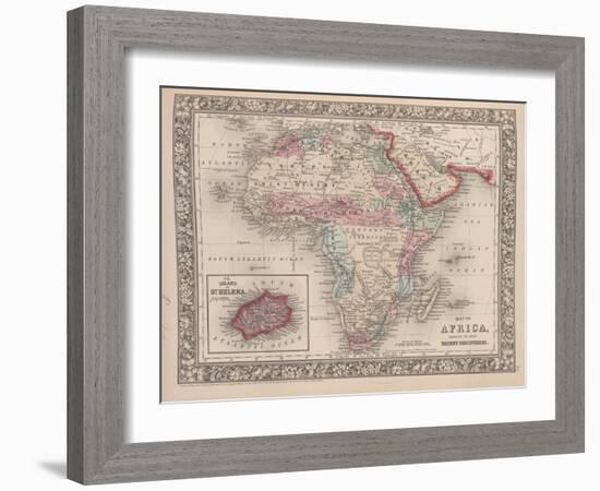 Vintage Map of Africa with the Island of St. Helena inset from Mitchell's new general atlas, 1863-American School-Framed Giclee Print