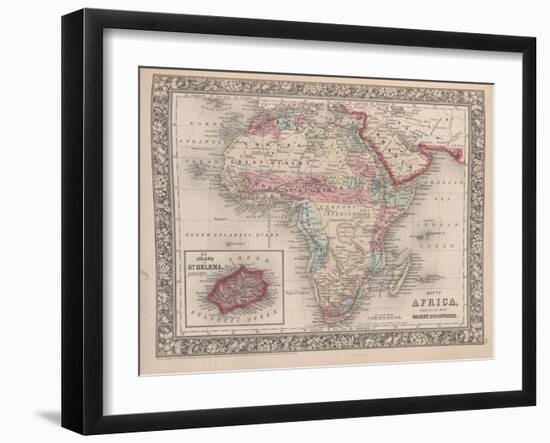 Vintage Map of Africa with the Island of St. Helena inset from Mitchell's new general atlas, 1863-American School-Framed Giclee Print