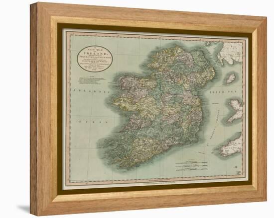 Vintage Map of Ireland-John Cary-Framed Stretched Canvas