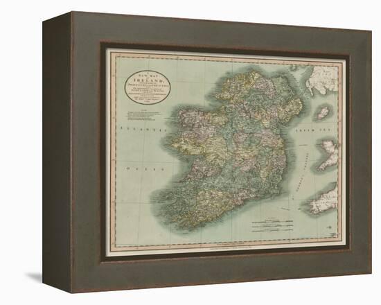 Vintage Map of Ireland-John Cary-Framed Stretched Canvas