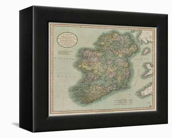 Vintage Map of Ireland-John Cary-Framed Stretched Canvas