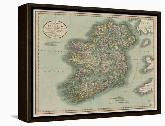 Vintage Map of Ireland-John Cary-Framed Stretched Canvas