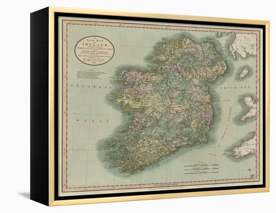 Vintage Map of Ireland-John Cary-Framed Stretched Canvas