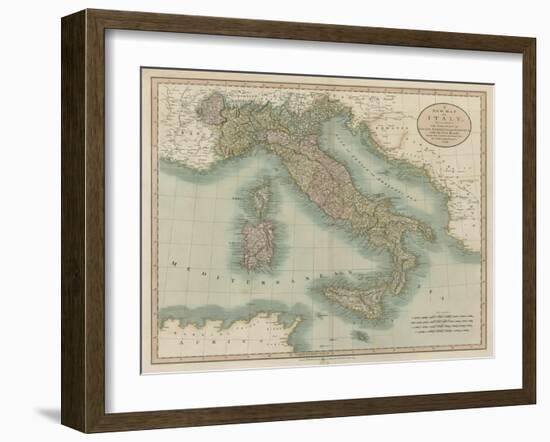 Vintage Map of Italy-John Cary-Framed Art Print