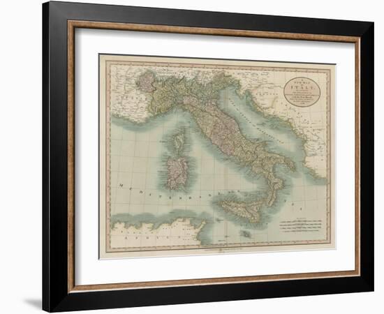 Vintage Map of Italy-John Cary-Framed Art Print