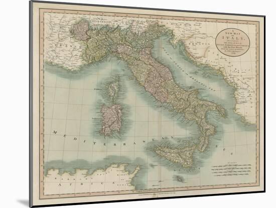 Vintage Map of Italy-John Cary-Mounted Art Print