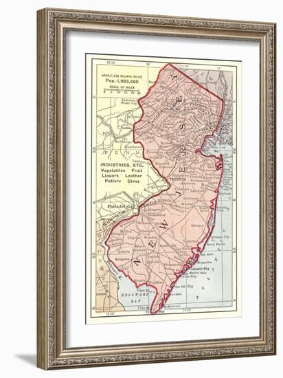 Vintage Map of New Jersey-null-Framed Art Print