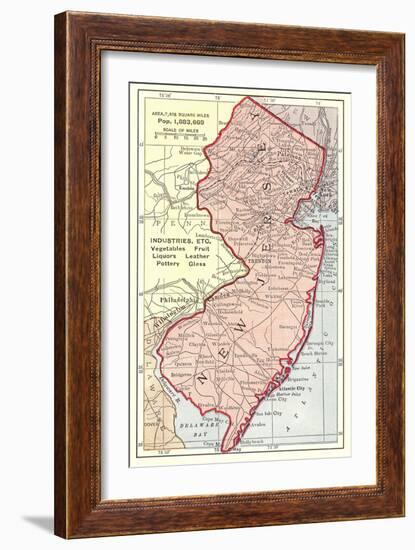 Vintage Map of New Jersey-null-Framed Art Print