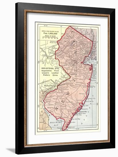 Vintage Map of New Jersey-null-Framed Art Print