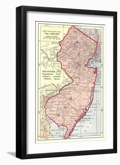 Vintage Map of New Jersey-null-Framed Art Print