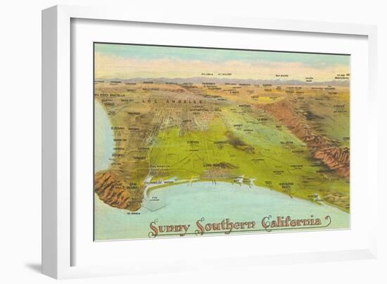 Vintage Map of Southern California-null-Framed Art Print