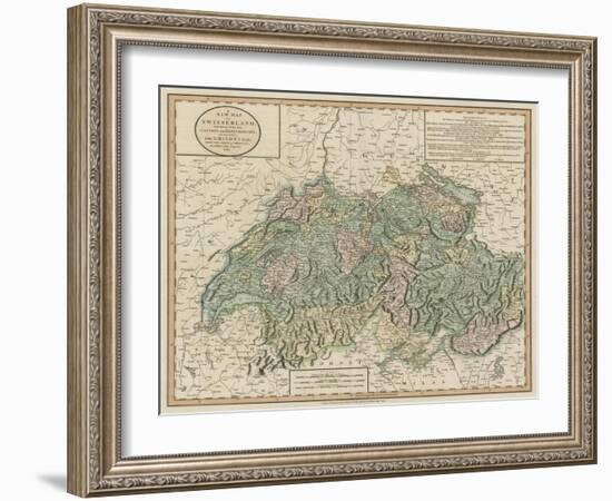 Vintage Map of Switzerland-John Cary-Framed Art Print