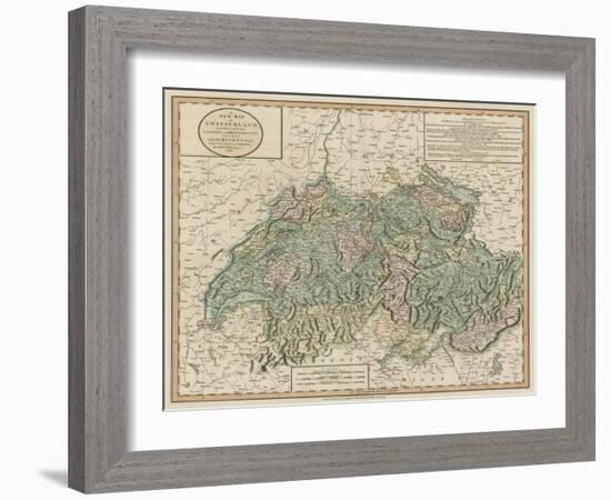 Vintage Map of Switzerland-John Cary-Framed Art Print