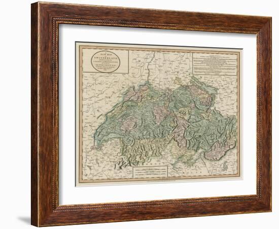 Vintage Map of Switzerland-John Cary-Framed Art Print