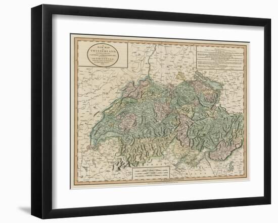 Vintage Map of Switzerland-John Cary-Framed Art Print