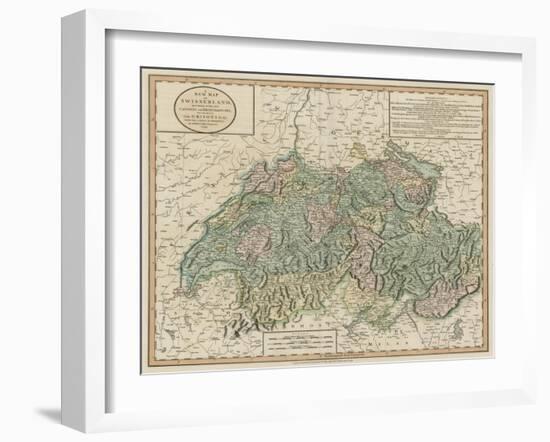 Vintage Map of Switzerland-John Cary-Framed Art Print