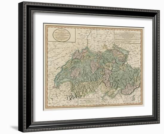 Vintage Map of Switzerland-John Cary-Framed Art Print