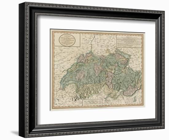 Vintage Map of Switzerland-John Cary-Framed Art Print