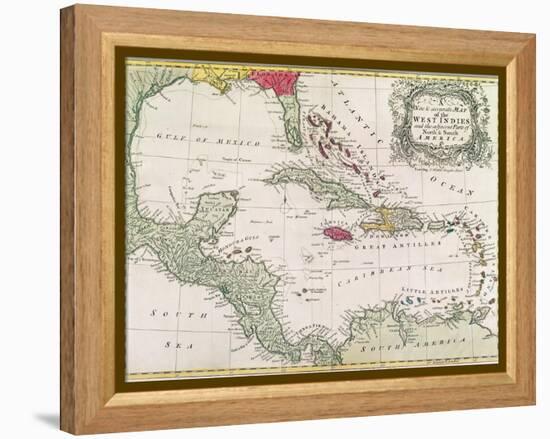 Vintage Map of the West Indies-American-Framed Premier Image Canvas