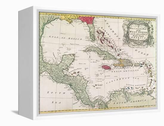 Vintage Map of the West Indies-American-Framed Premier Image Canvas