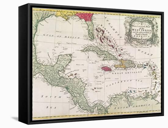 Vintage Map of the West Indies-American-Framed Premier Image Canvas