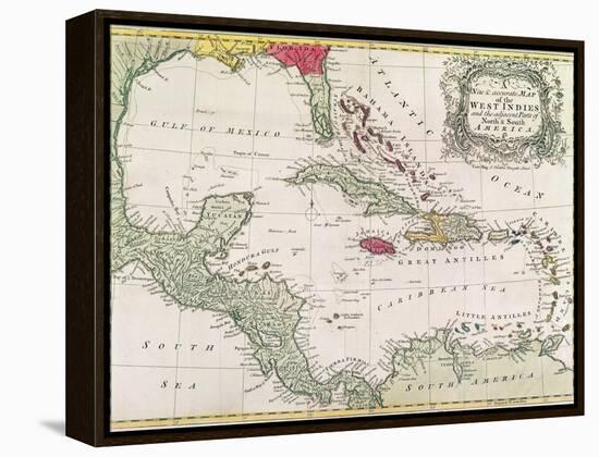 Vintage Map of the West Indies-American-Framed Premier Image Canvas