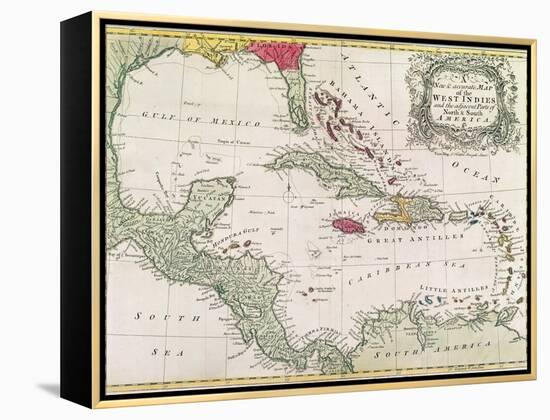 Vintage Map of the West Indies-American-Framed Premier Image Canvas