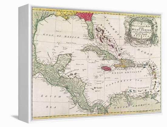 Vintage Map of the West Indies-American-Framed Premier Image Canvas