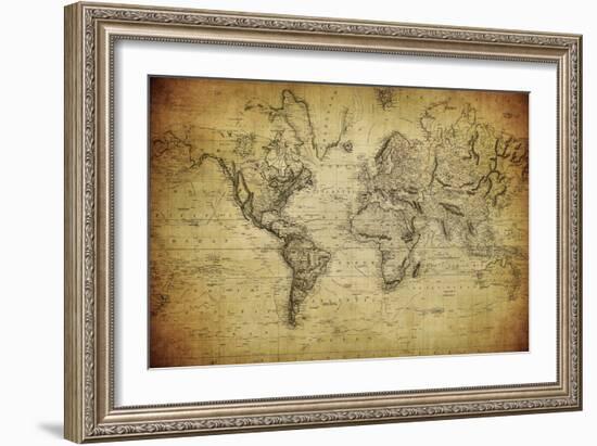 Vintage Map of the World, 1814-javarman-Framed Art Print