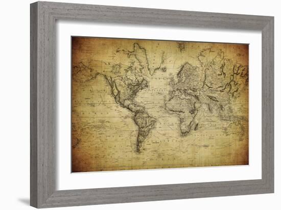 Vintage Map of the World, 1814-javarman-Framed Art Print