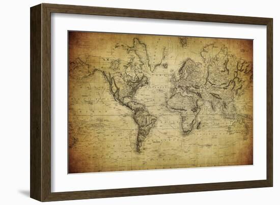 Vintage Map of the World, 1814-javarman-Framed Art Print