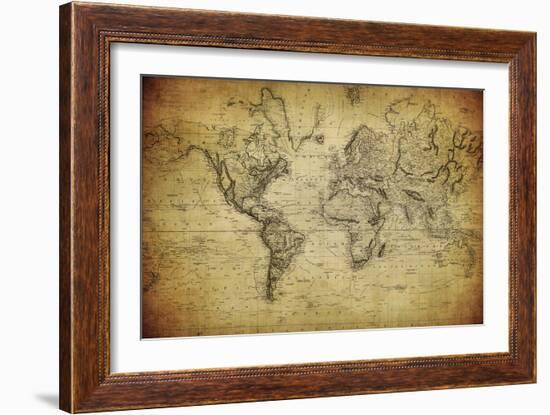 Vintage Map of the World, 1814-javarman-Framed Art Print