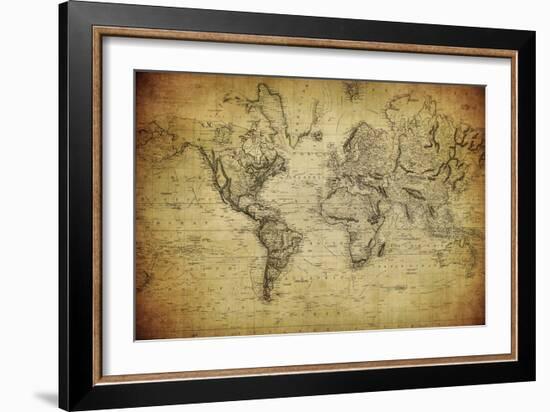 Vintage Map of the World, 1814-javarman-Framed Art Print