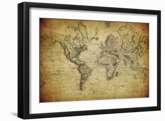 Vintage Map of the World, 1814-javarman-Framed Art Print