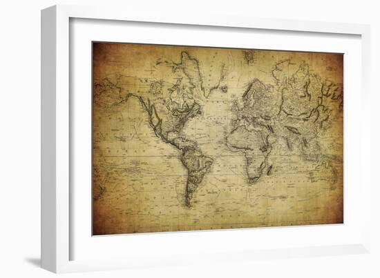 Vintage Map of the World, 1814-javarman-Framed Art Print