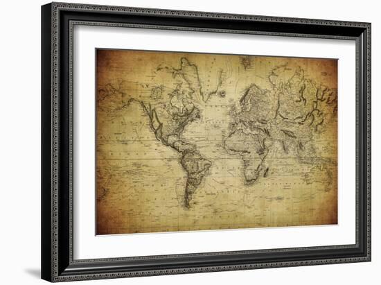 Vintage Map of the World, 1814-javarman-Framed Art Print