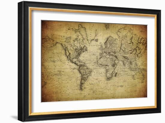 Vintage Map of the World, 1814-javarman-Framed Art Print