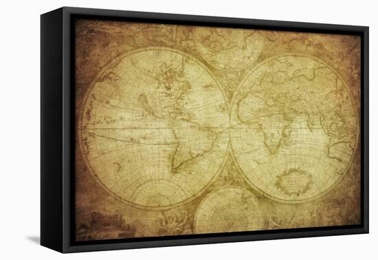 Vintage Map Of The World-javarman-Framed Stretched Canvas