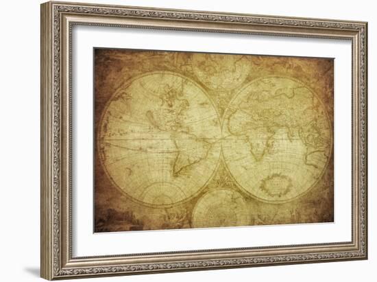 Vintage Map Of The World-javarman-Framed Art Print