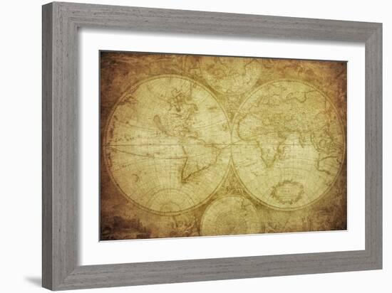 Vintage Map Of The World-javarman-Framed Art Print