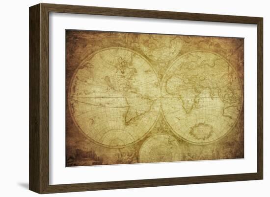 Vintage Map Of The World-javarman-Framed Art Print