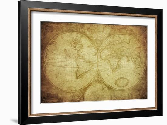 Vintage Map Of The World-javarman-Framed Art Print