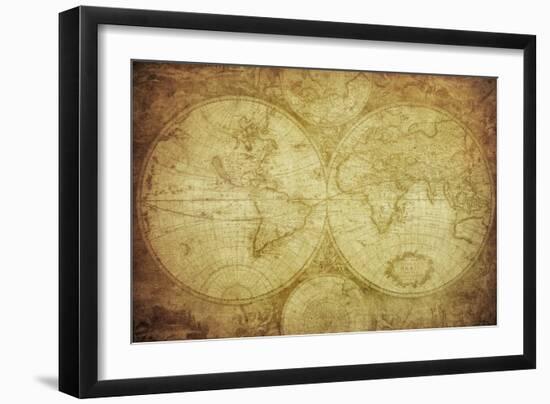 Vintage Map Of The World-javarman-Framed Art Print